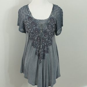 NWT Boho Peasant Top with Braided Detail-OSFM